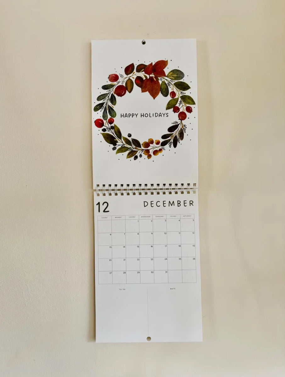 2026 Floral Art Calendar: A5 Handmade Illustrated Wall Calendar - Erika's Whimsical Art
