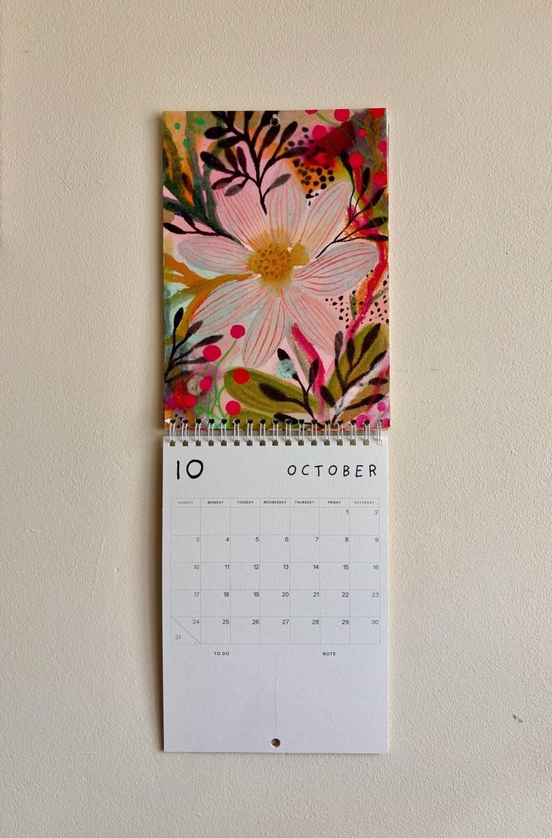 2027 Illustrated Wall Calendar – Blackbird & Colourful Floral Art Calendar - Erika's Whimsical Art