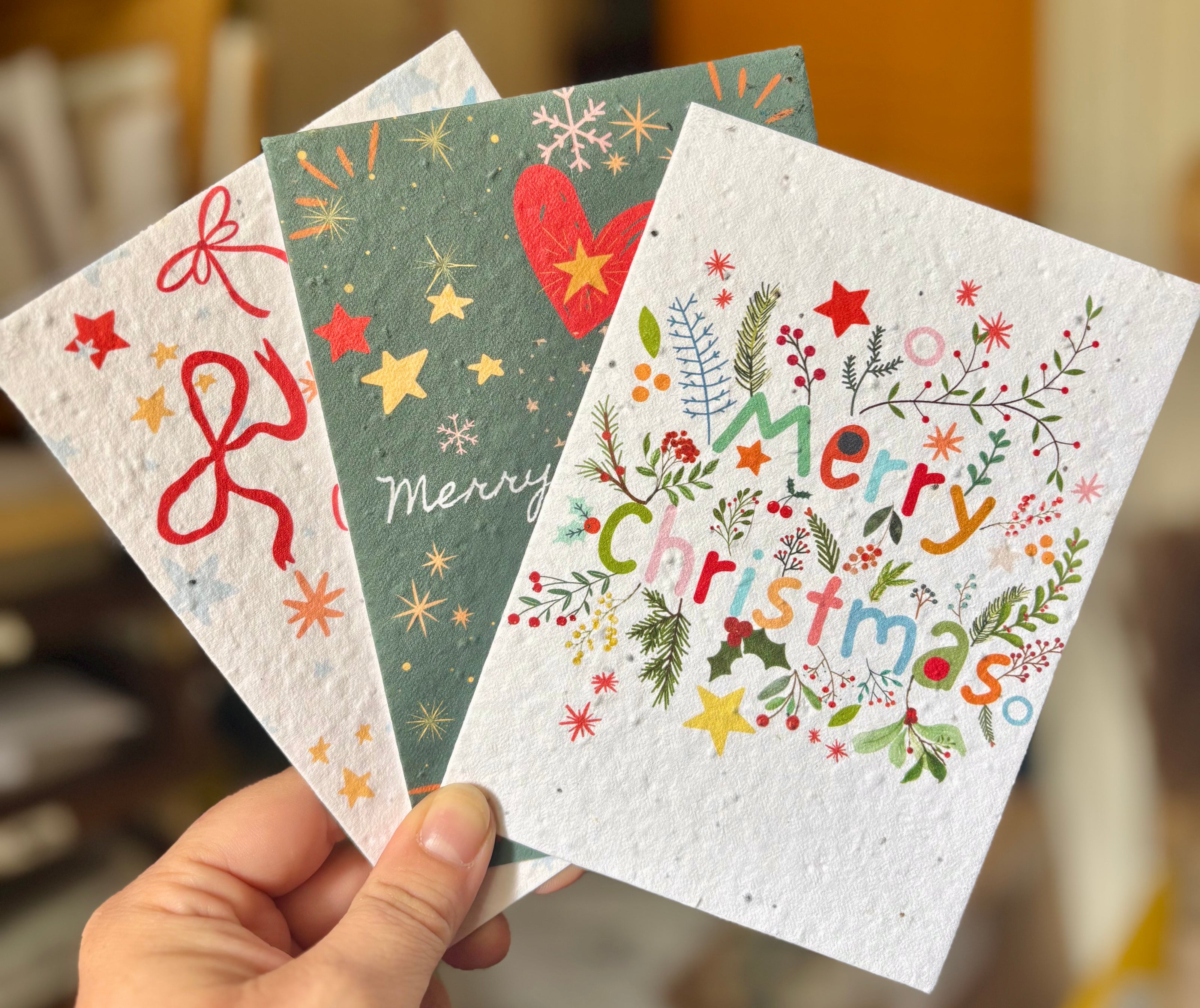 Handmade Merry Christmas Plantable Seed Cards