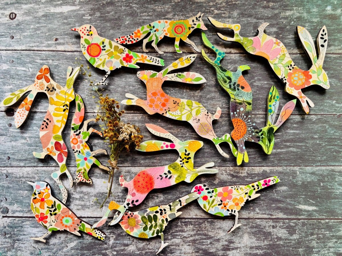 Hand-Painted Bird Fridge Magnet - Erika's Whimsical Art