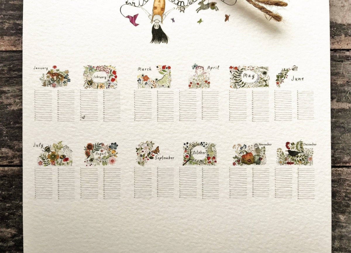 Handmade Perpetual Calendar: Illustrated Birthday & Anniversary Reminder - Erika's Whimsical Art