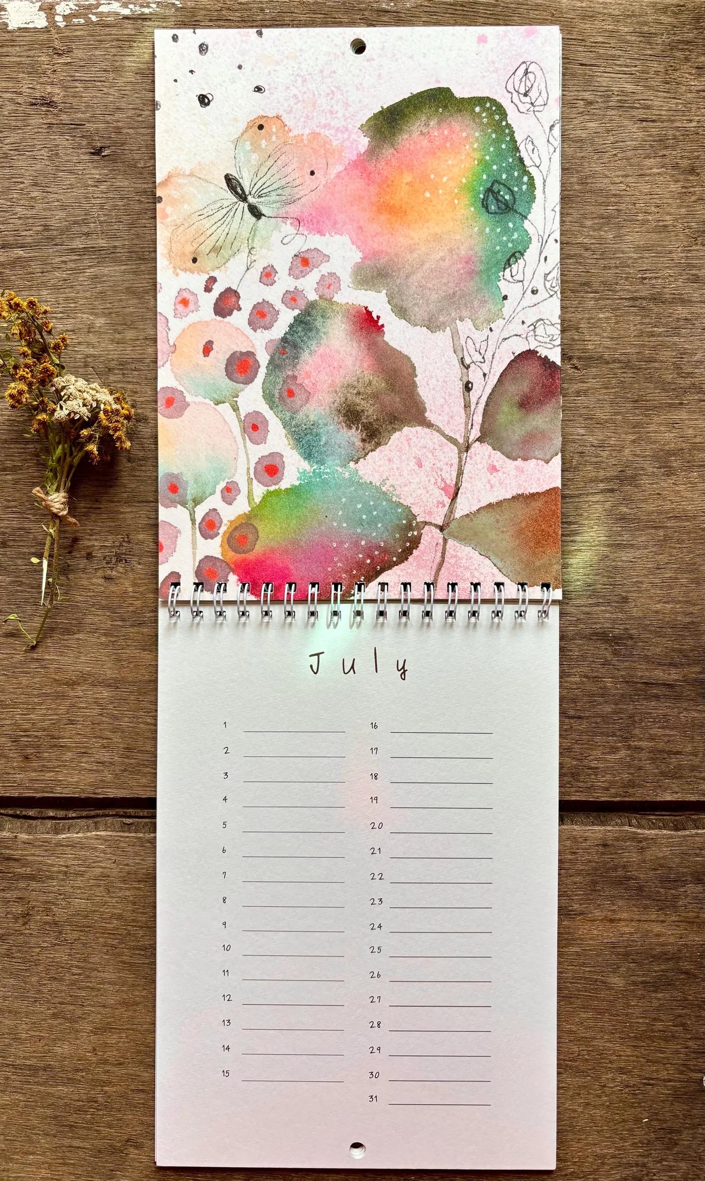Perpetual Birthday Calendar – A5 Bumblebee & Wildflower Illustrated Anniversary Calendar