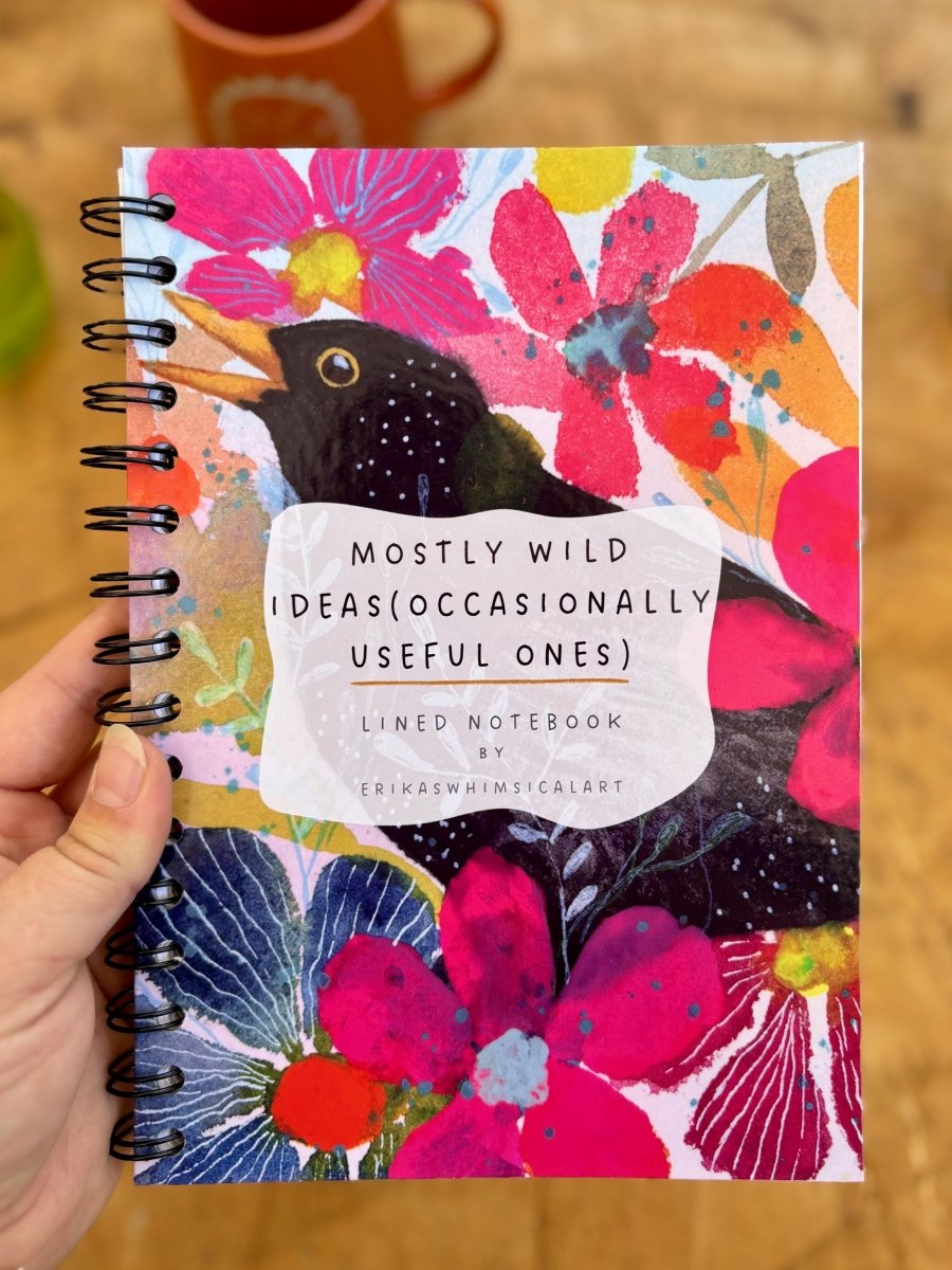 Mostly Wild Ideas, Occasionally Useful Ones – Handmade A5 Floral Notebook / Cute Journal / Eco - Friendly Gift / Floral Notebook / Gift Ideas - Erika's Whimsical Art