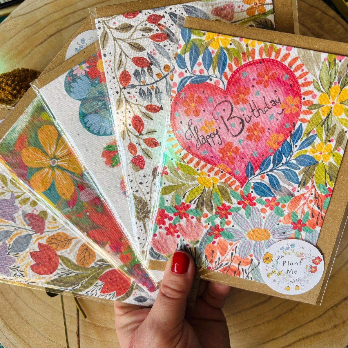 Plantable Seed Paper Birthday Card: Bee & Flower Design - Erika's Whimsical Art