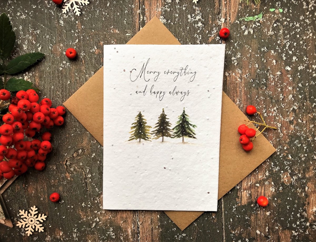 Plantable Seed Paper Christmas Card: Christmas Tree Illustration - Erika's Whimsical Art