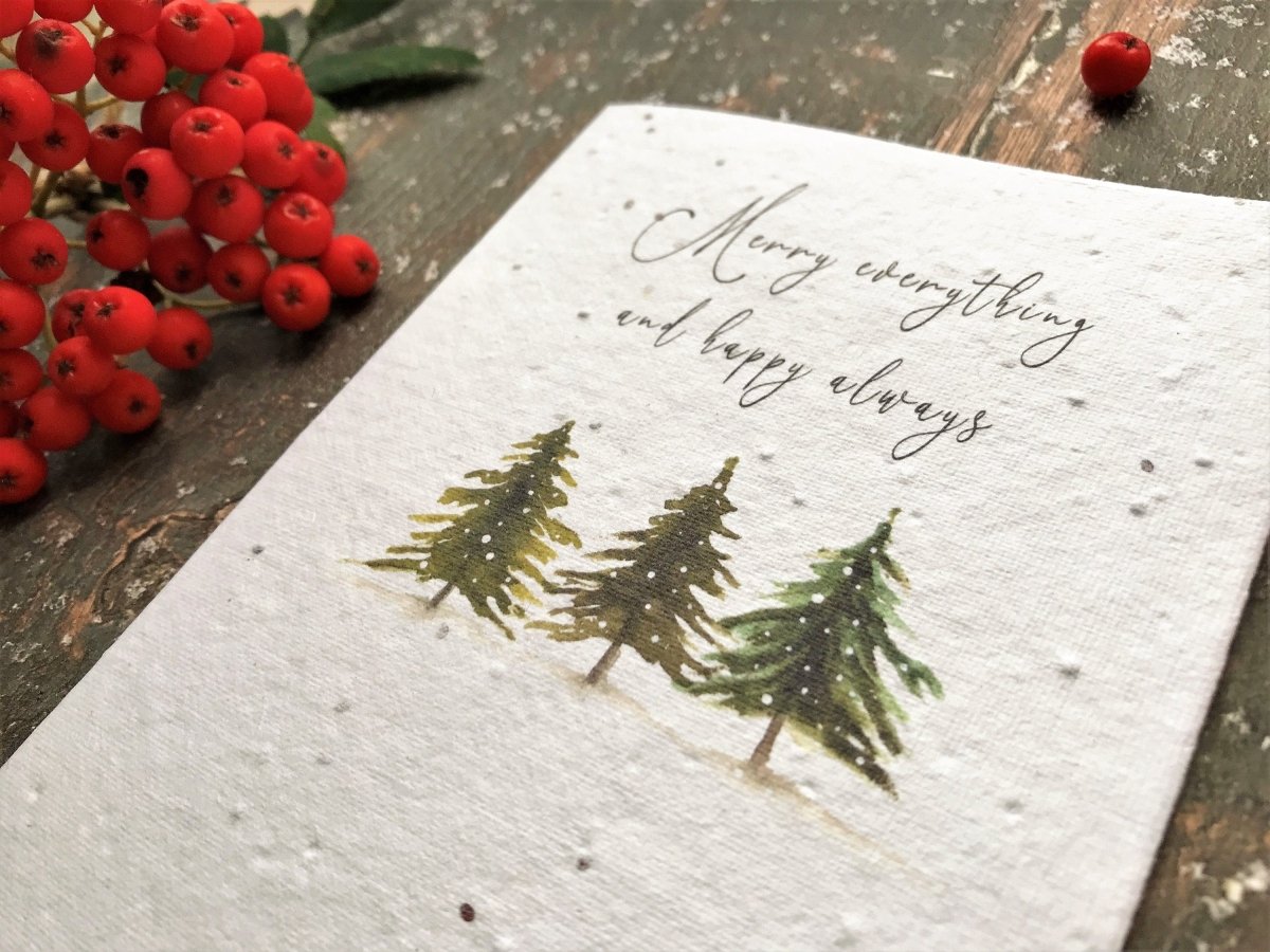 Plantable Seed Paper Christmas Card: Christmas Tree Illustration - Erika's Whimsical Art