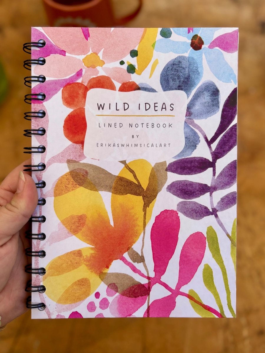 Wild Ideas A5 Handmade Notebook: Floral Illustrated Journal - Erika's Whimsical Art