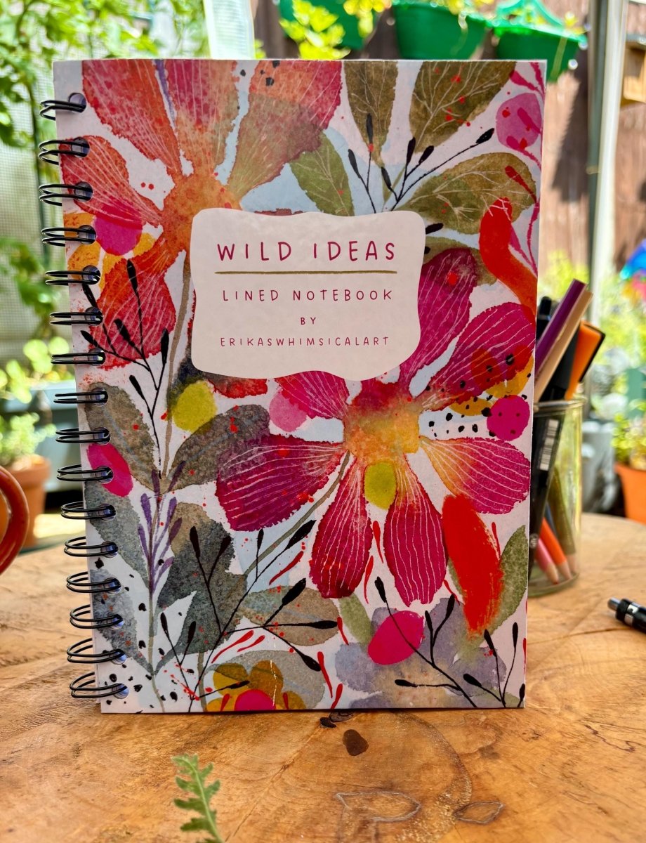 Wild Ideas A5 Handmade Notebook: Floral Illustrated Journal - Erika's Whimsical Art