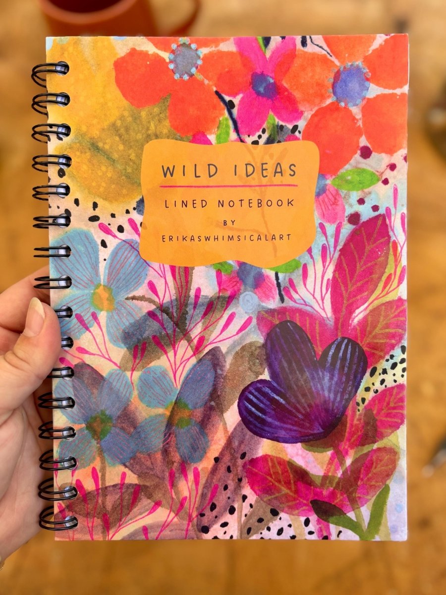 Wild Ideas A5 Handmade Notebook: Floral Illustrated Journal - Erika's Whimsical Art