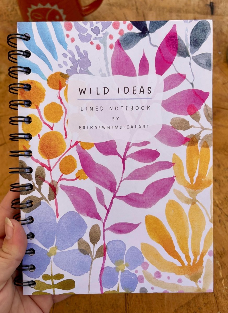 Wild Ideas A5 Handmade Notebook: Floral Illustrated Journal - Erika's Whimsical Art