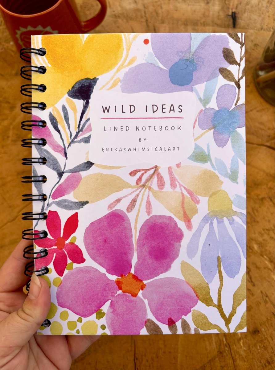 Wild Ideas A5 Handmade Notebook: Floral Illustrated Journal - Erika's Whimsical Art