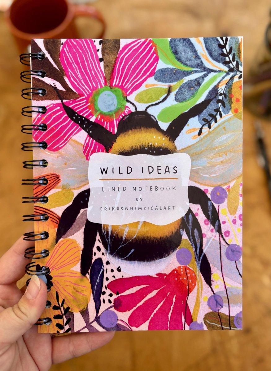 Wild Ideas A5 Handmade Notebook: Floral Illustrated Journal - Erika's Whimsical Art