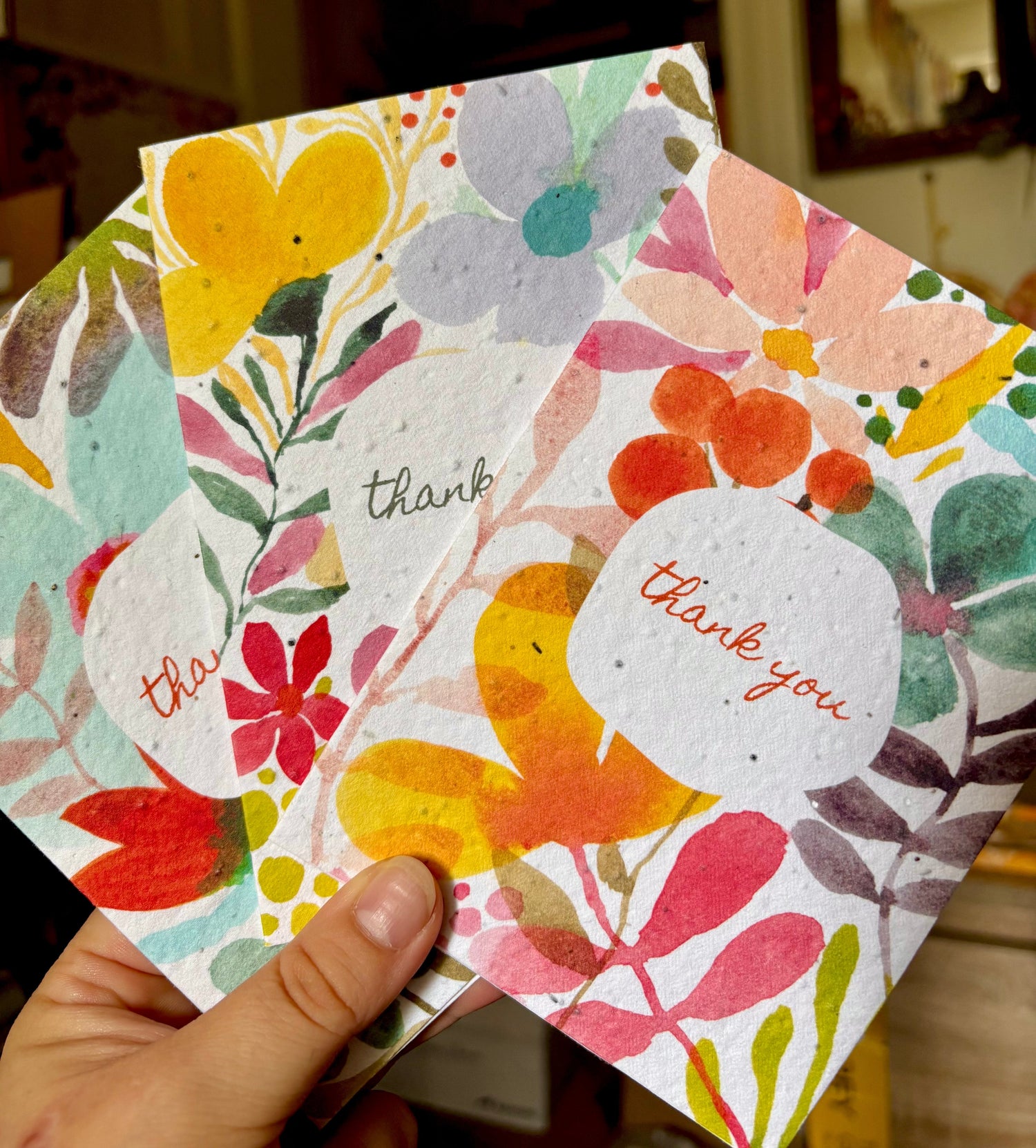 Plantable Seed Paper Thank you Cards & Best Wishes Cards - Erika's Whimsical Art