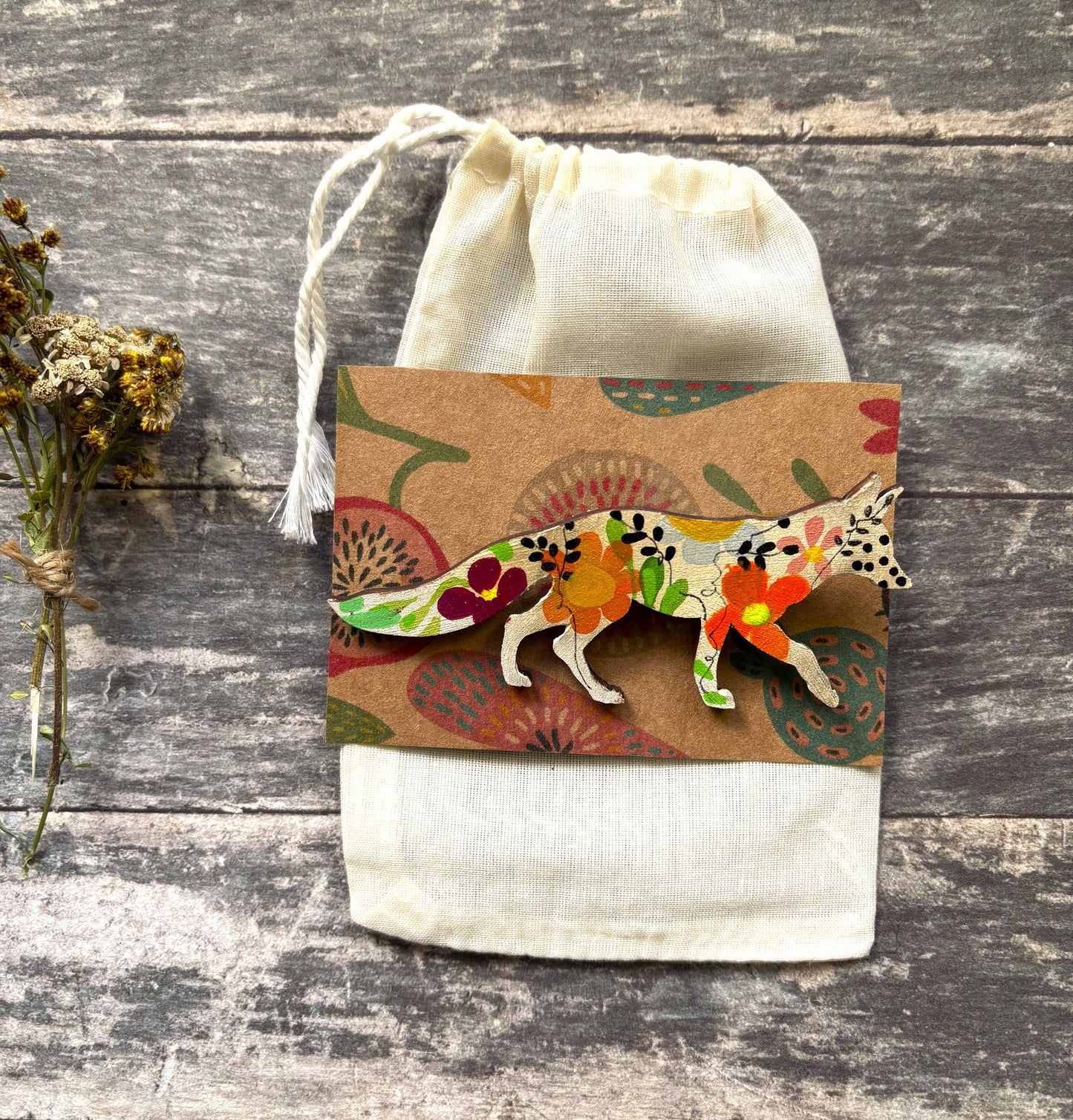 Large Wooden Fox Brooch - Hand painted Jewellery - Nature inspired wooden Fox pin - Wooden Fox  brooch - Woodland gift - Nature lover - Gift for her