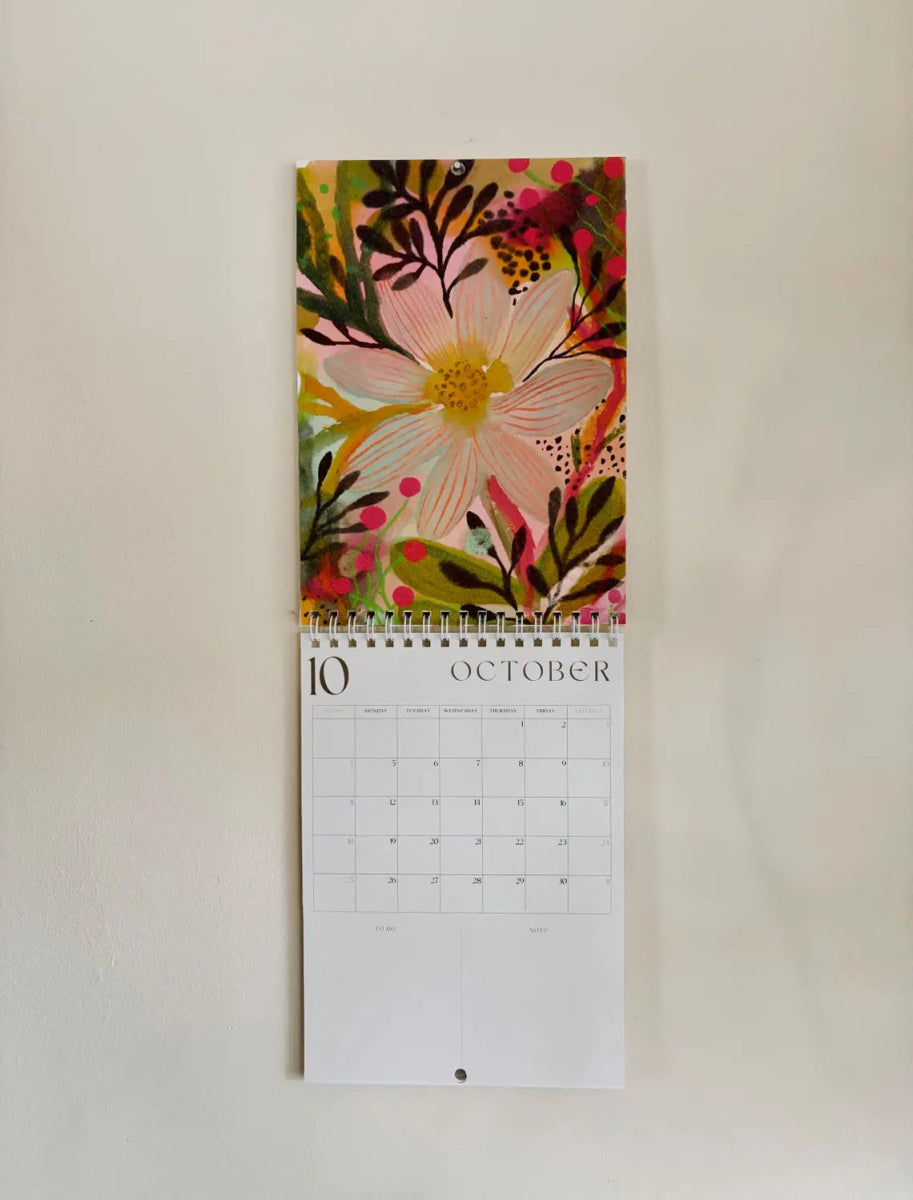 2026 Floral Art Calendar: A5 Handmade Illustrated Wall Calendar - Erika's Whimsical Art