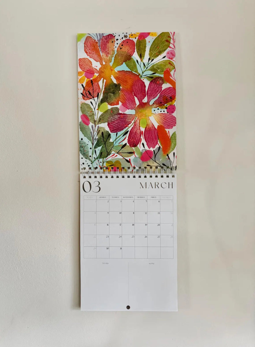 2026 Floral Art Calendar: A5 Handmade Illustrated Wall Calendar - Erika's Whimsical Art