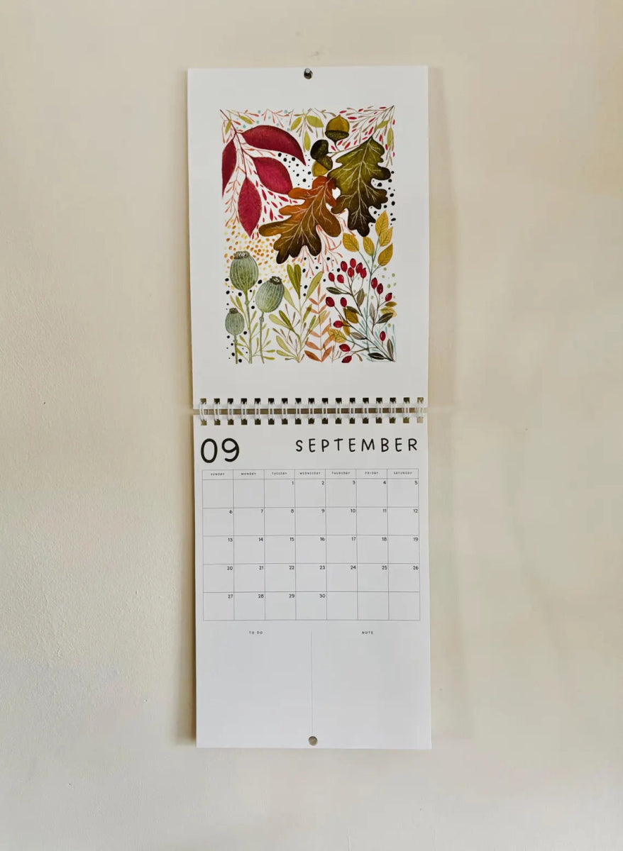 2026 Floral Art Calendar: A5 Handmade Illustrated Wall Calendar - Erika's Whimsical Art