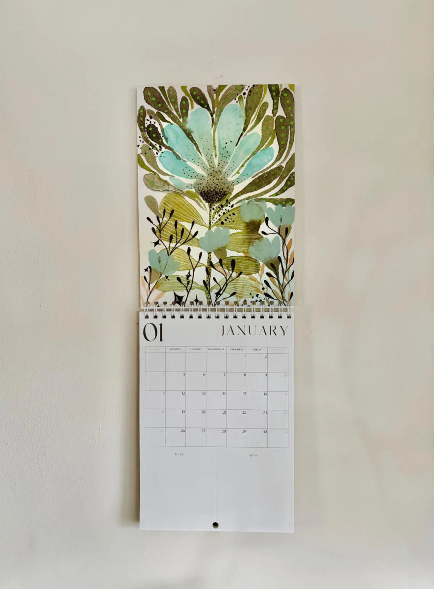 2026 Floral Art Calendar: A5 Handmade Illustrated Wall Calendar - Erika's Whimsical Art