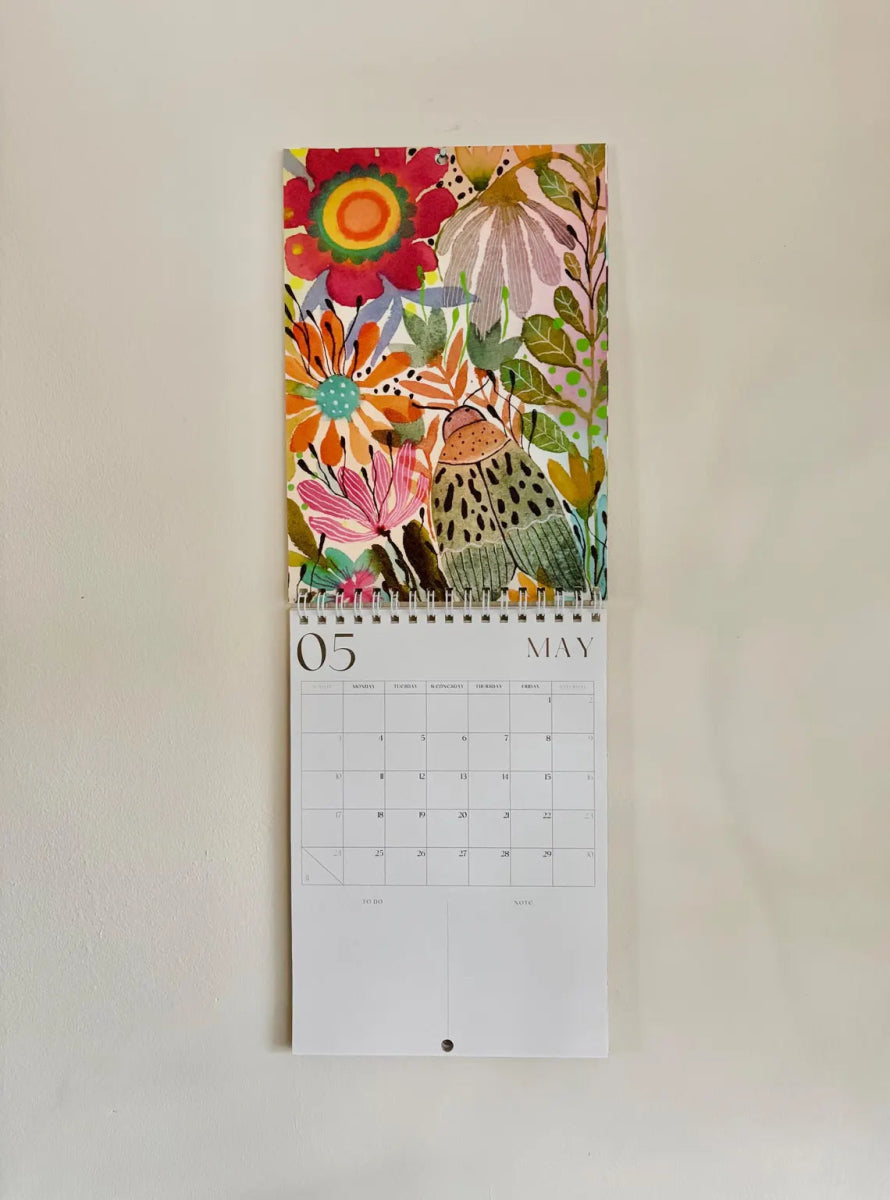 2026 Floral Art Calendar: A5 Handmade Illustrated Wall Calendar - Erika's Whimsical Art