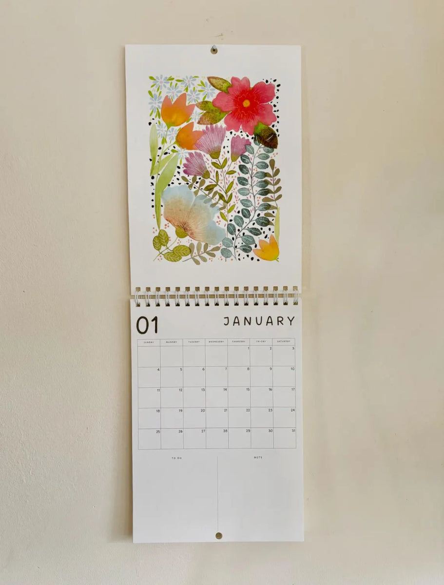 2026 Floral Art Calendar: A5 Handmade Illustrated Wall Calendar - Erika's Whimsical Art