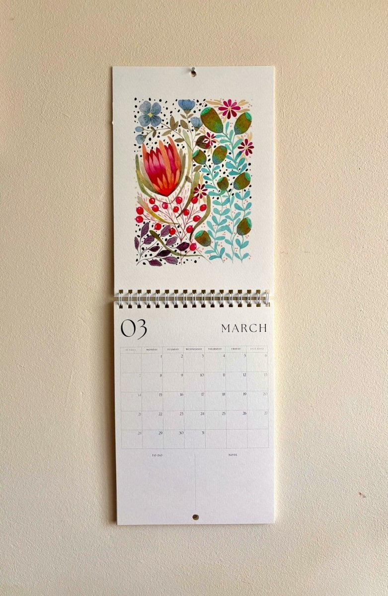 2027 Botanical Wall Calendar – Colourful Wildflower Illustrated Calendar - Erika's Whimsical Art