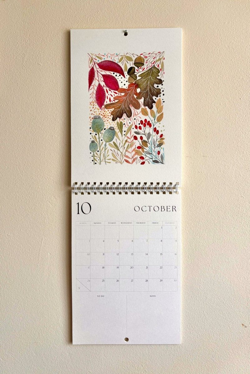 2027 Botanical Wall Calendar – Colourful Wildflower Illustrated Calendar - Erika's Whimsical Art