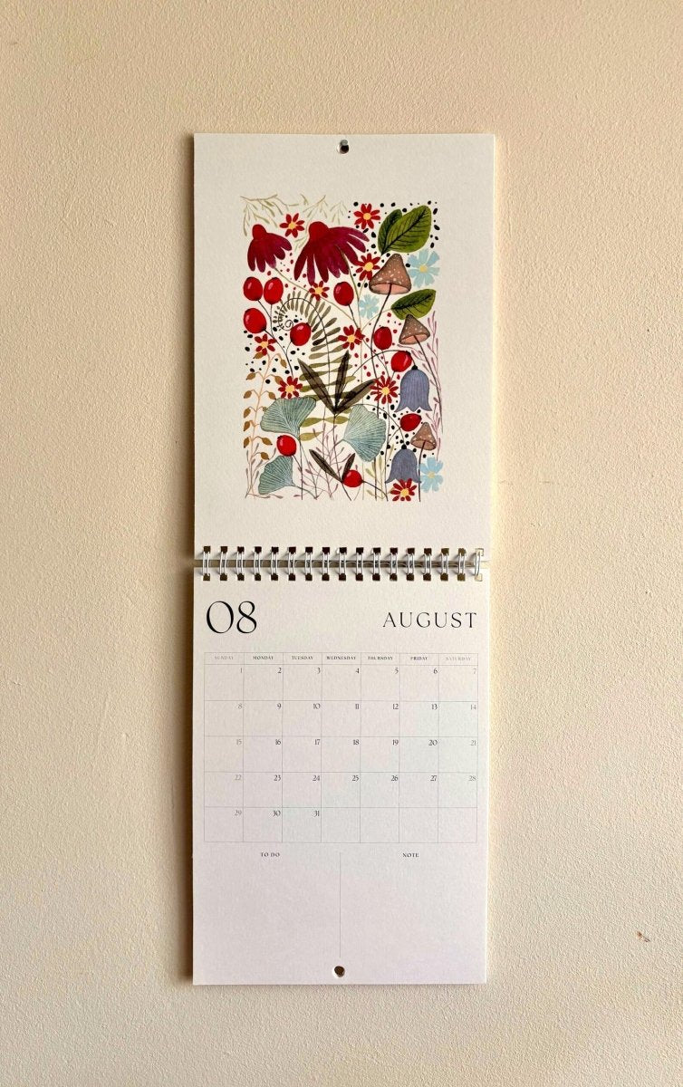 2027 Botanical Wall Calendar – Colourful Wildflower Illustrated Calendar - Erika's Whimsical Art