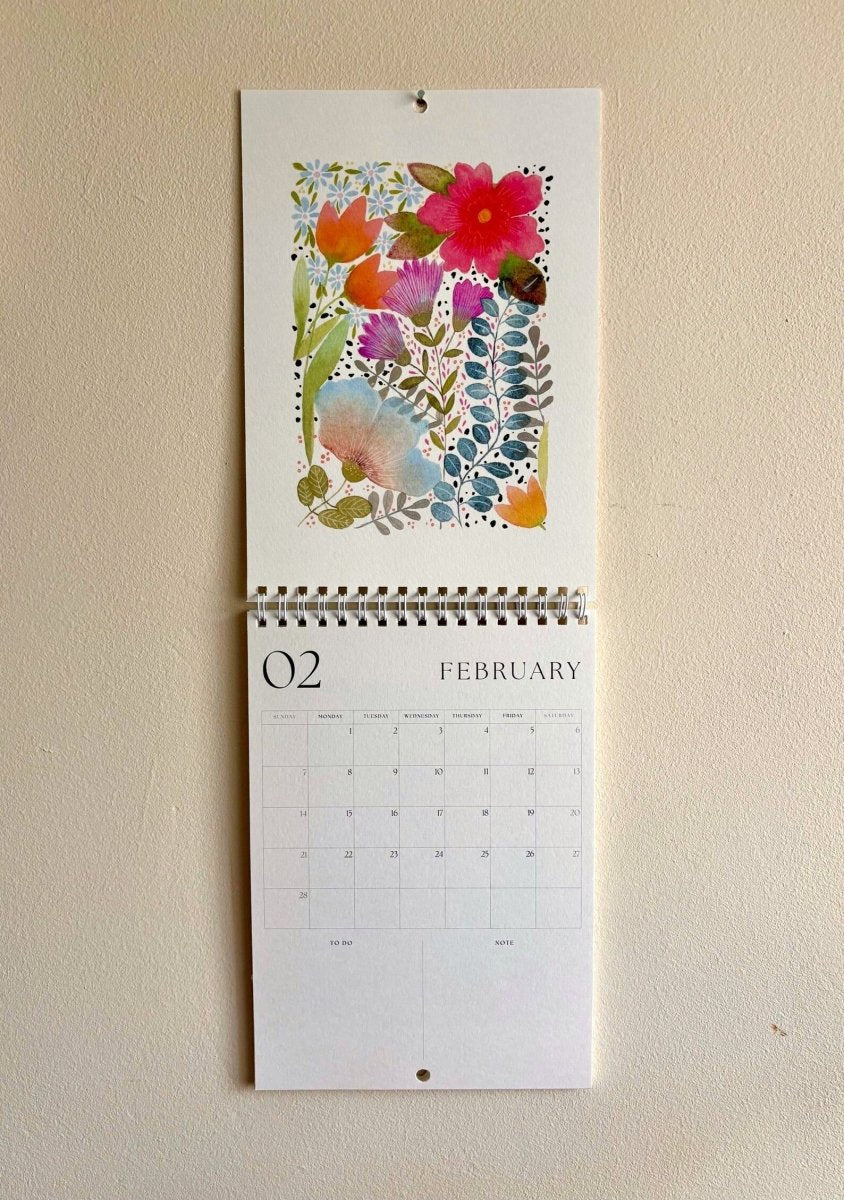 2027 Botanical Wall Calendar – Colourful Wildflower Illustrated Calendar - Erika's Whimsical Art