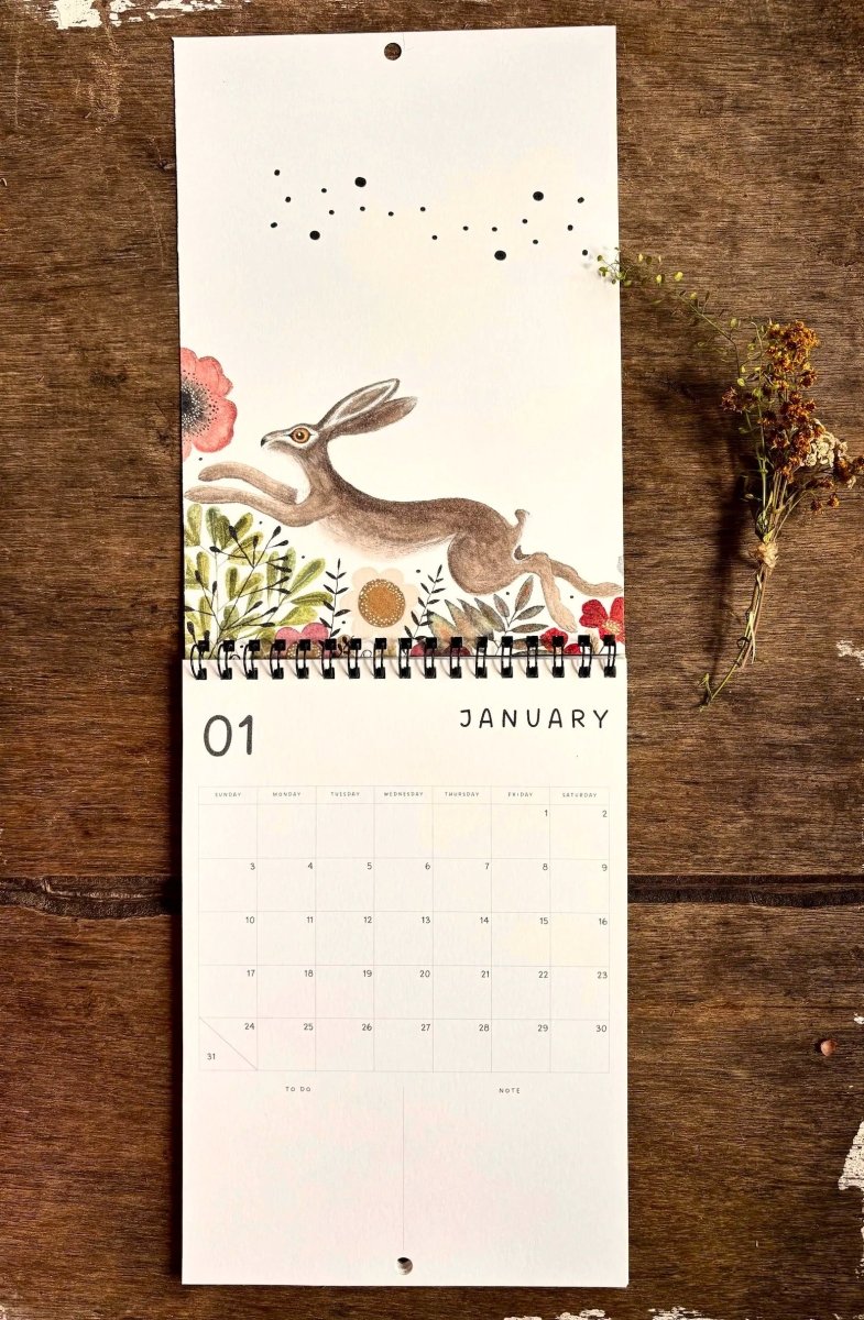 2027 Illustrated Wall Calendar – Bumblebee & Wildflower Nature Calendar - Erika's Whimsical Art