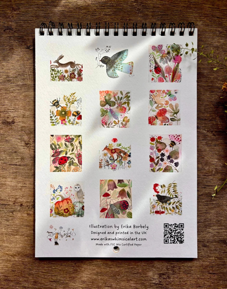 2027 Illustrated Wall Calendar – Bumblebee & Wildflower Nature Calendar - Erika's Whimsical Art