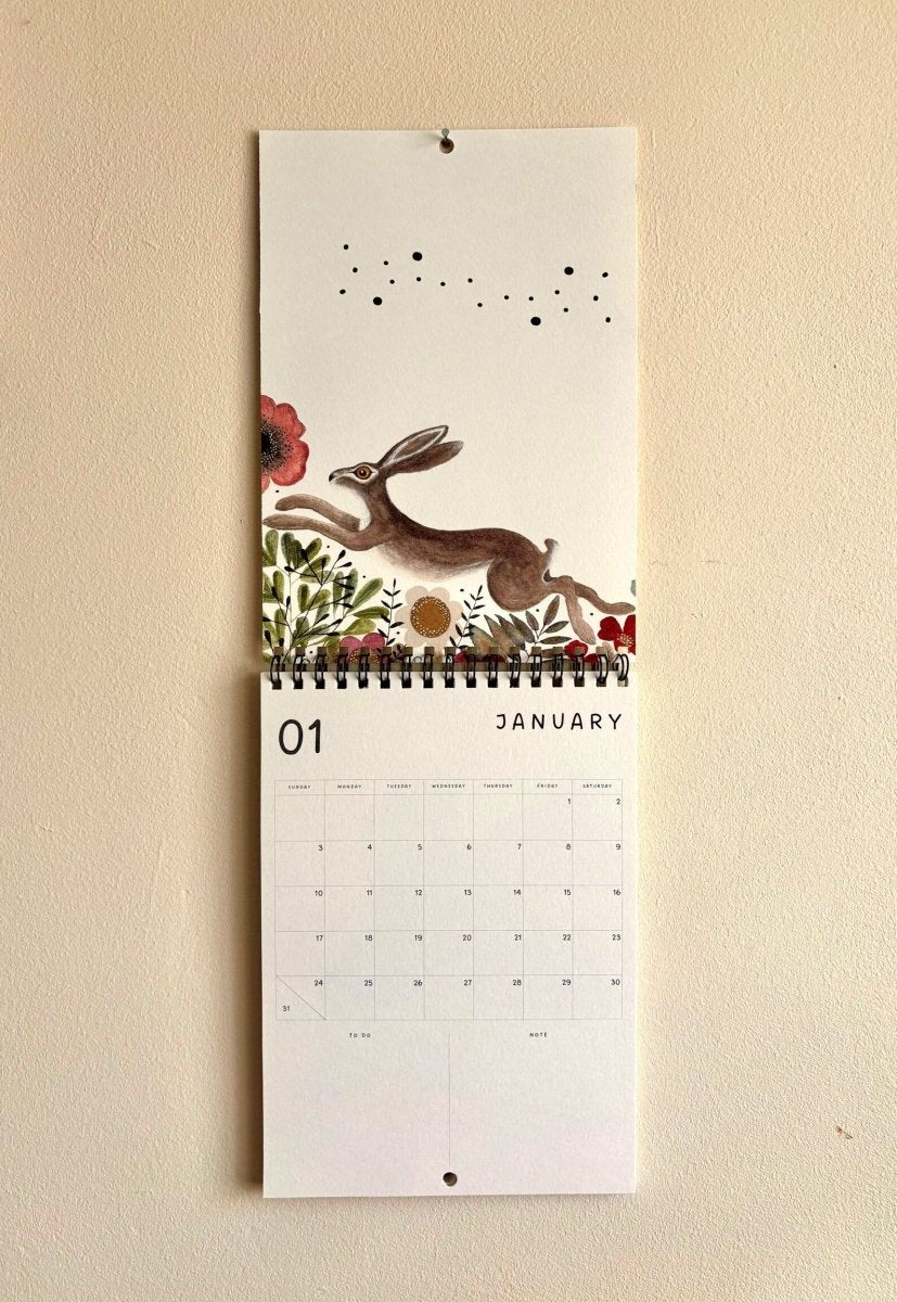 2027 Illustrated Wall Calendar – Bumblebee & Wildflower Nature Calendar - Erika's Whimsical Art