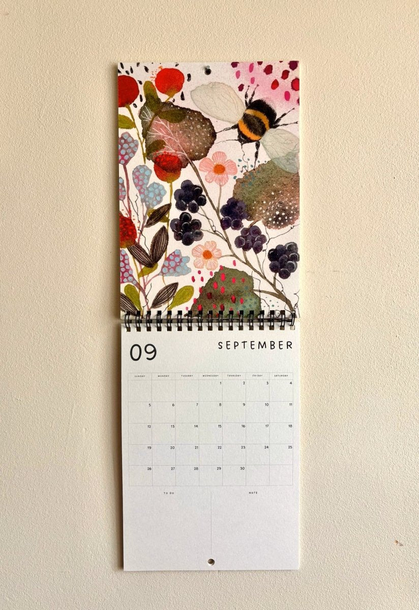 2027 Illustrated Wall Calendar – Bumblebee & Wildflower Nature Calendar - Erika's Whimsical Art