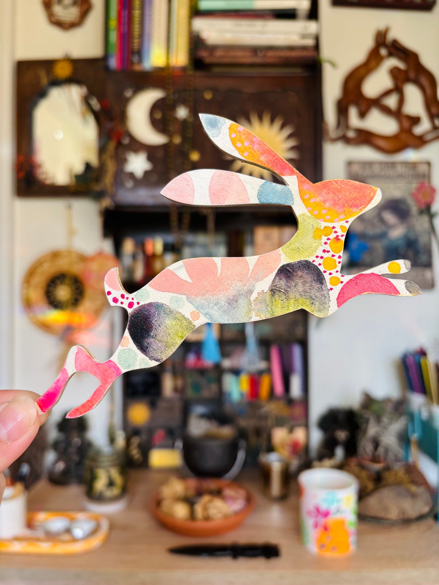 Hand-Painted ‘Running Hare’ Fridge Magnet - Erika's Whimsical Art