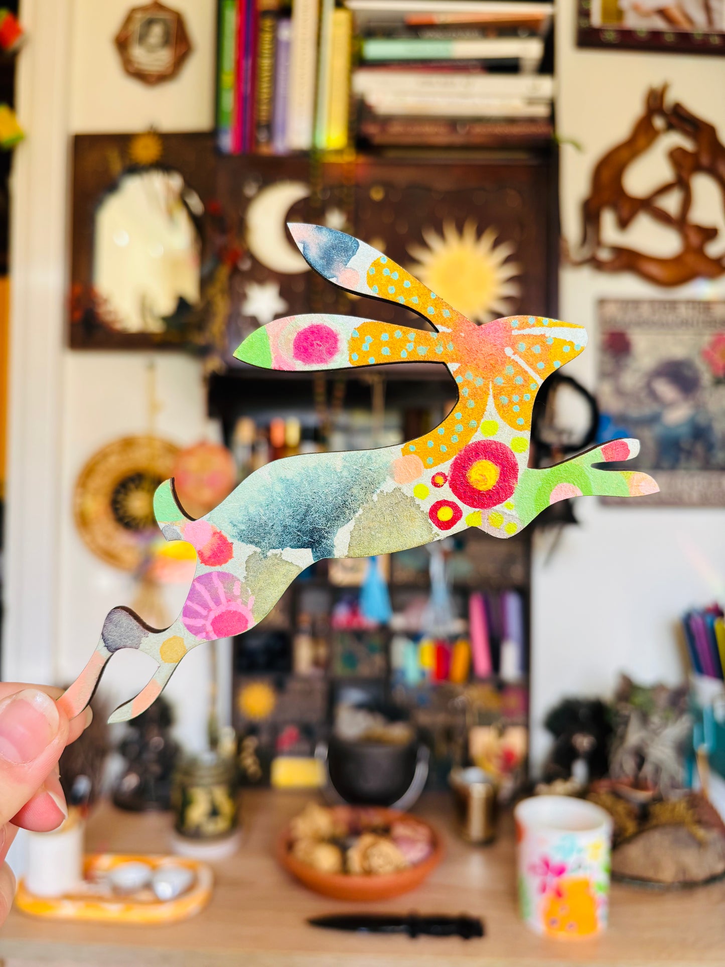 hand painted Hand-Painted ‘Running Hare’ Fridge Magnet-ErikasWhimsicalArt