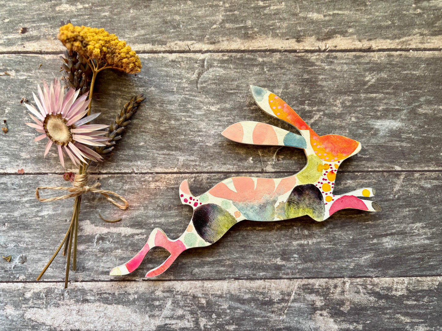 Hand-Painted ‘Running Hare’ Fridge Magnet - Erika's Whimsical Art