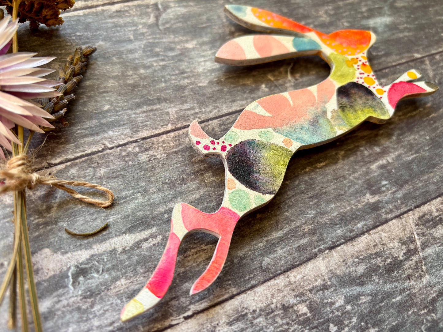 Hand-Painted ‘Running Hare’ Fridge Magnet - Erika's Whimsical Art