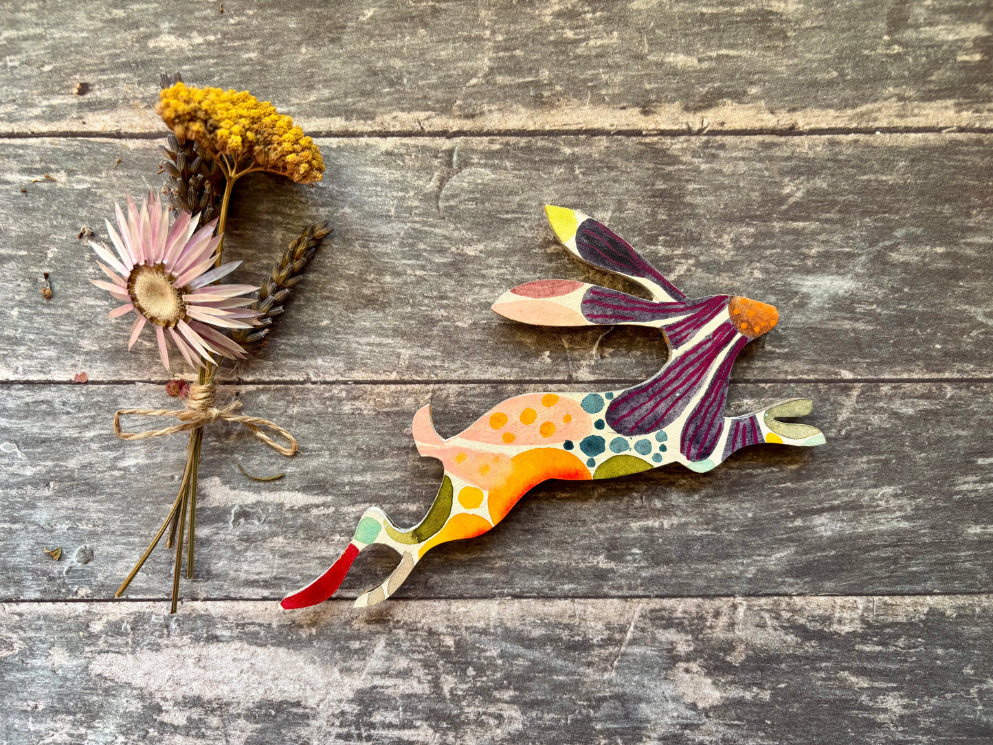 Hand-Painted ‘Running Hare’ Fridge Magnet