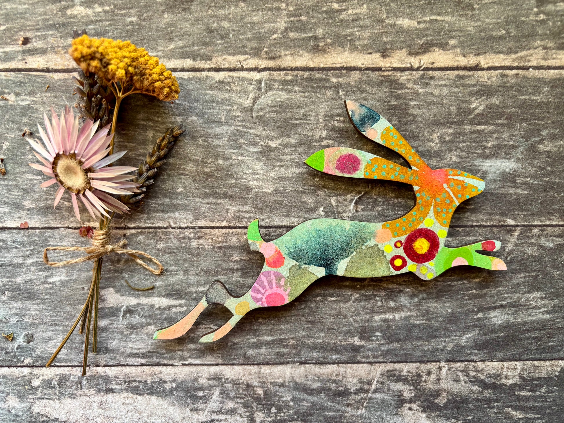 hand painted Hand-Painted ‘Running Hare’ Fridge Magnet-ErikasWhimsicalArt