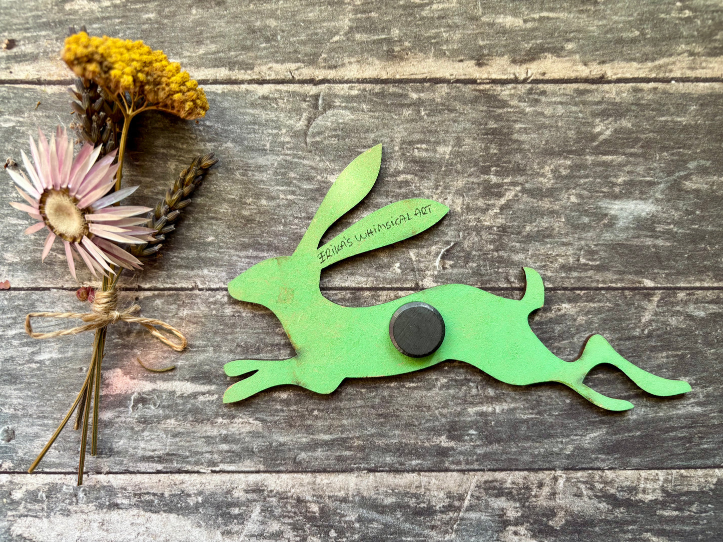 hand painted Hand-Painted ‘Running Hare’ Fridge Magnet-ErikasWhimsicalArt