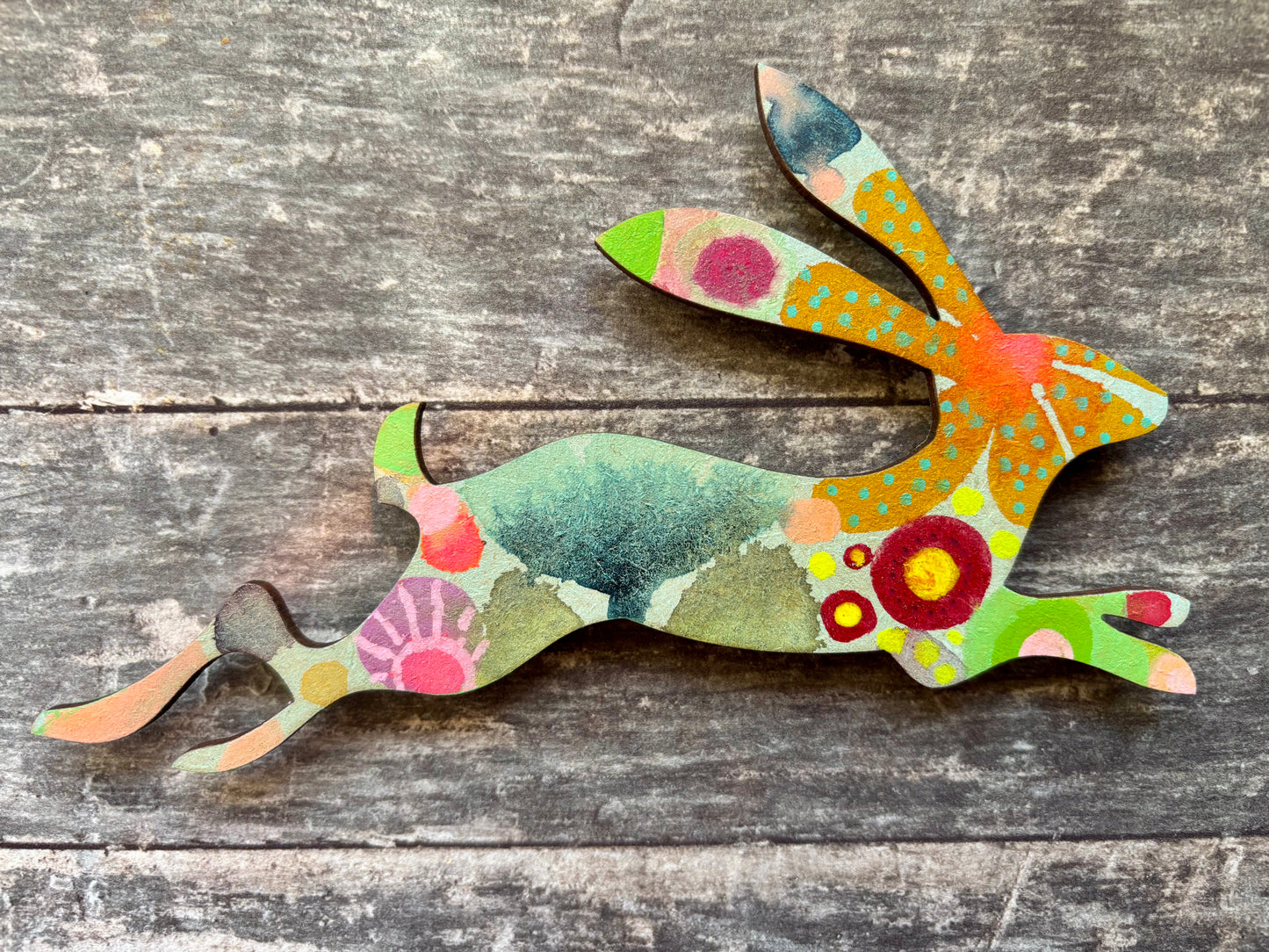 hand painted Hand-Painted ‘Running Hare’ Fridge Magnet-ErikasWhimsicalArt