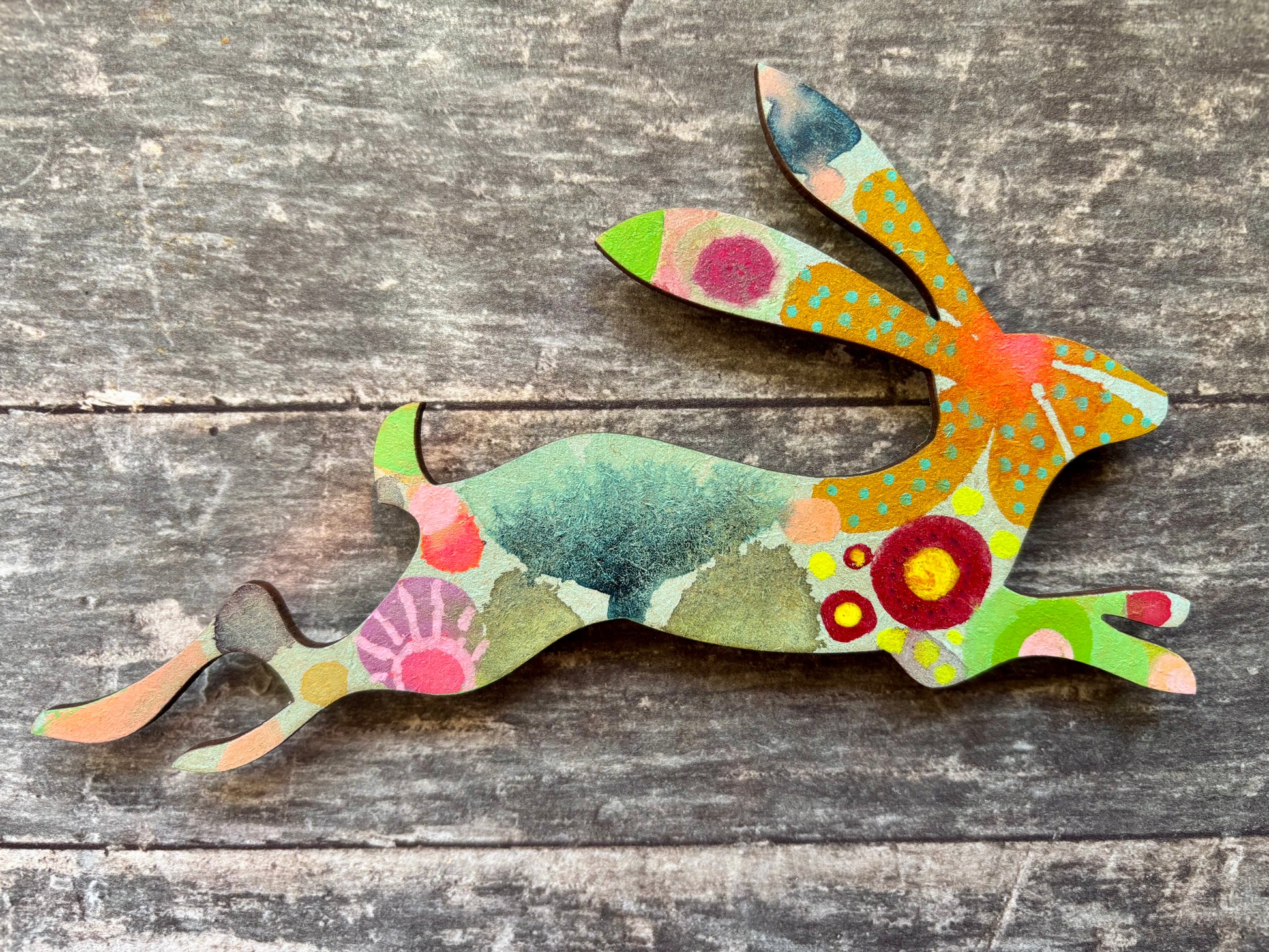 hand painted Hand-Painted ‘Running Hare’ Fridge Magnet-ErikasWhimsicalArt