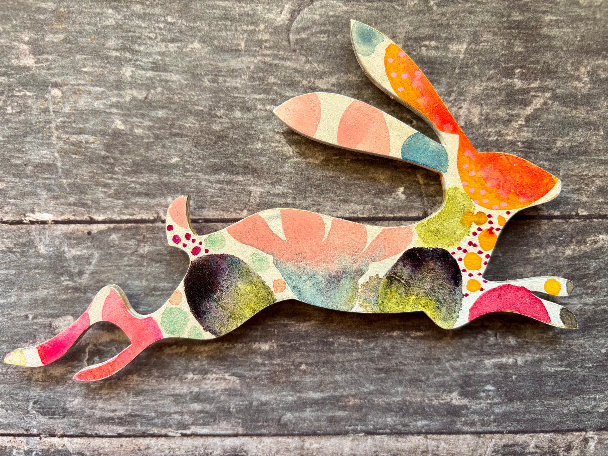 Hand-Painted ‘Running Hare’ Fridge Magnet - Erika's Whimsical Art