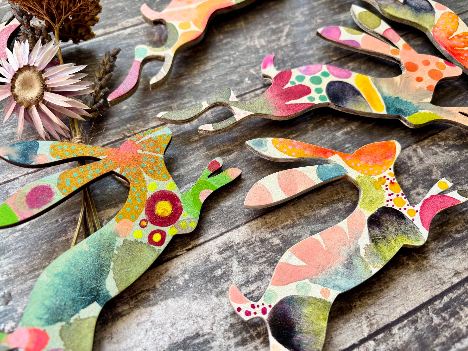 Hand-Painted ‘Running Hare’ Fridge Magnet - Erika's Whimsical Art