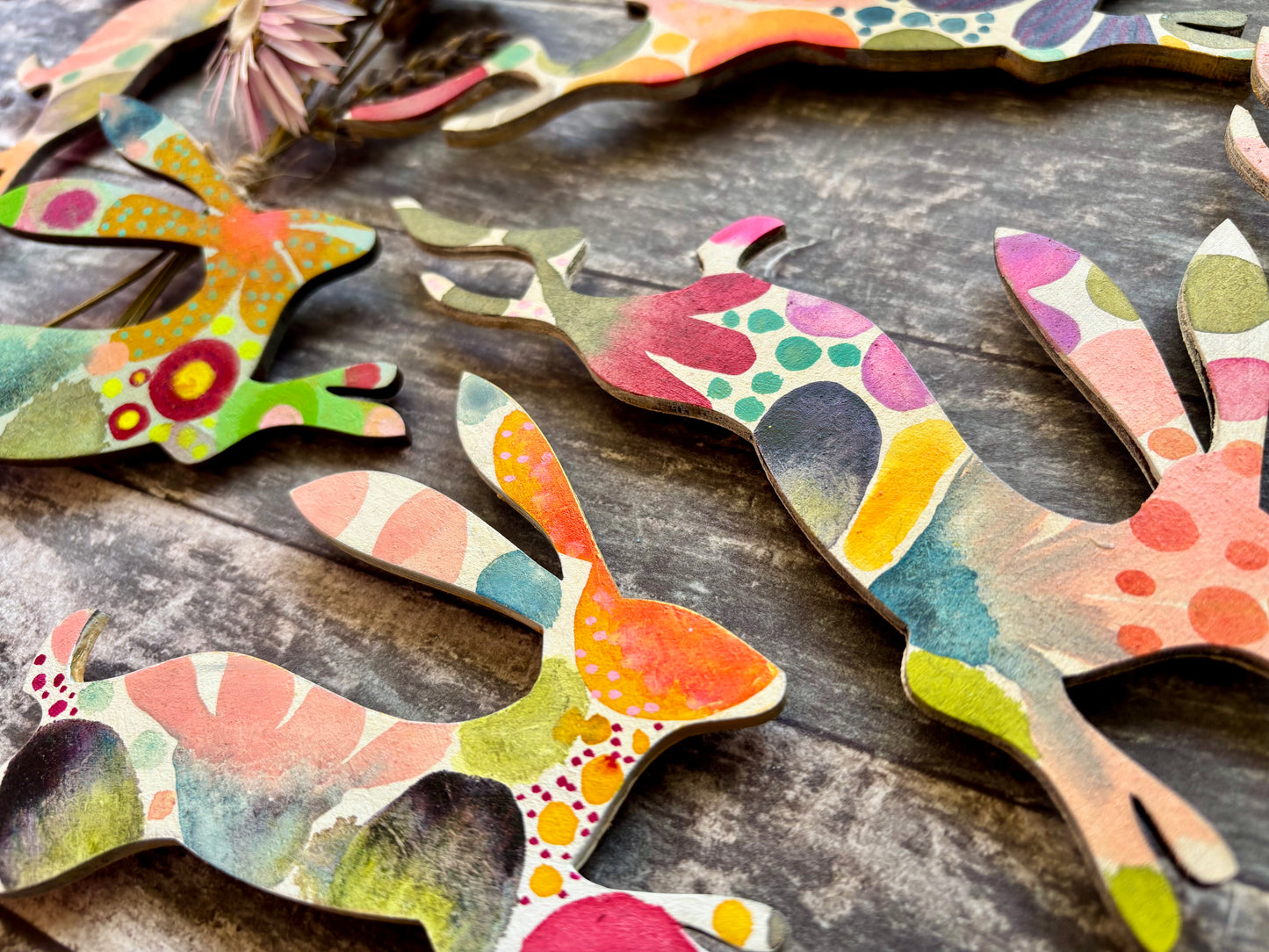 Hand-Painted ‘Running Hare’ Fridge Magnet - Erika's Whimsical Art