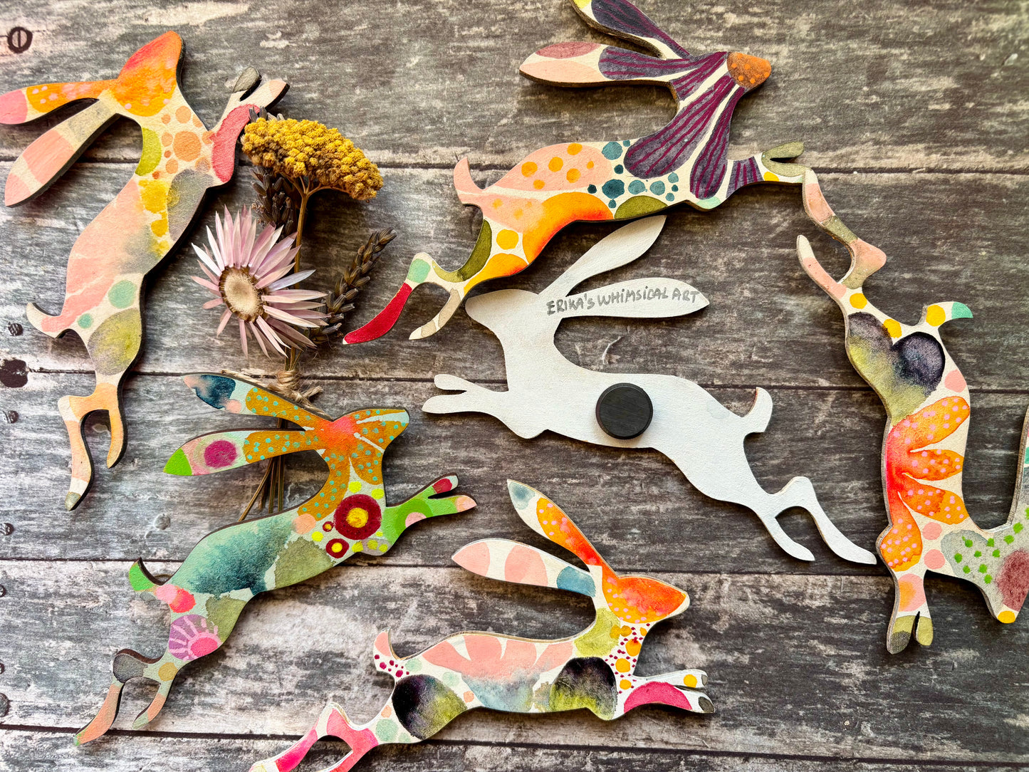 Hand-Painted ‘Running Hare’ Fridge Magnet