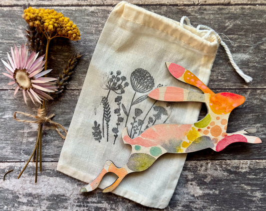 Hand-Painted ‘Running Hare’ Fridge Magnet