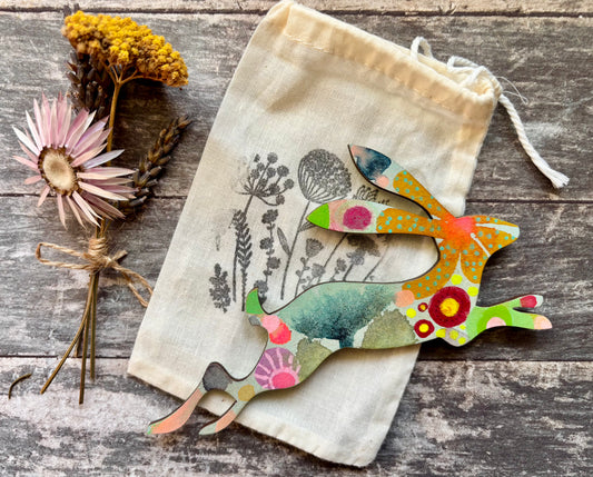 hand painted Hand-Painted ‘Running Hare’ Fridge Magnet-ErikasWhimsicalArt