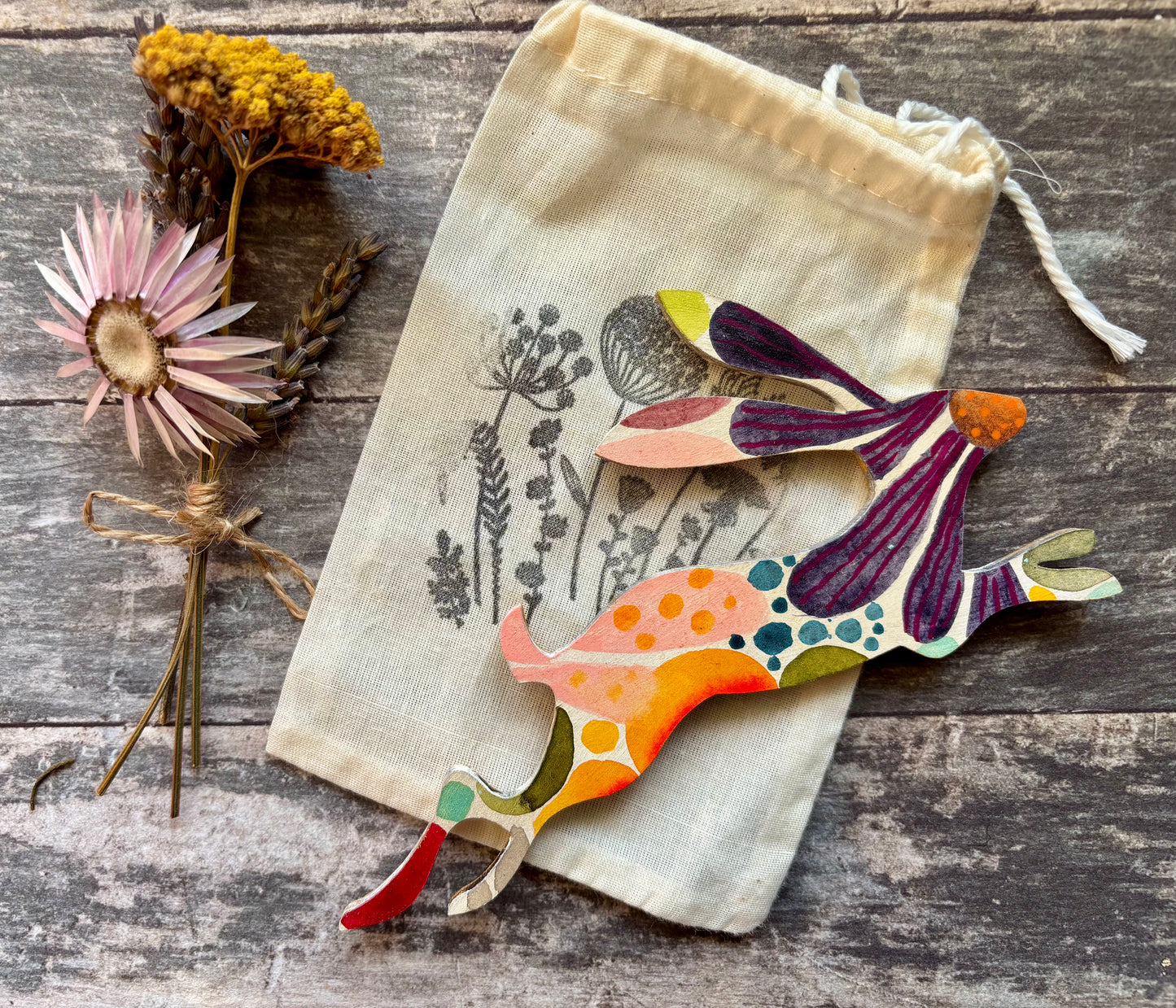 Hand-Painted ‘Running Hare’ Fridge Magnet