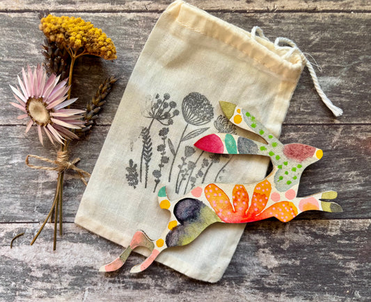 Hand-Painted ‘Running Hare’ Fridge Magnet