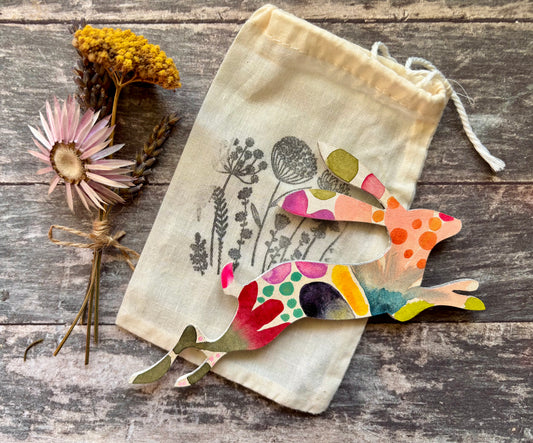 Hand-Painted ‘Running Hare’ Fridge Magnet